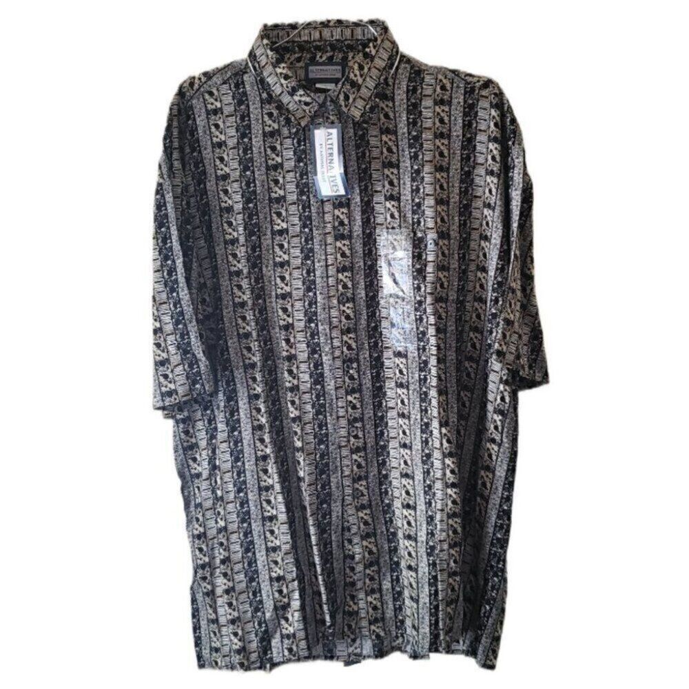 New Alternatives by Natural Issue Men's Short Sleeve Patterned Button Down Shirt
